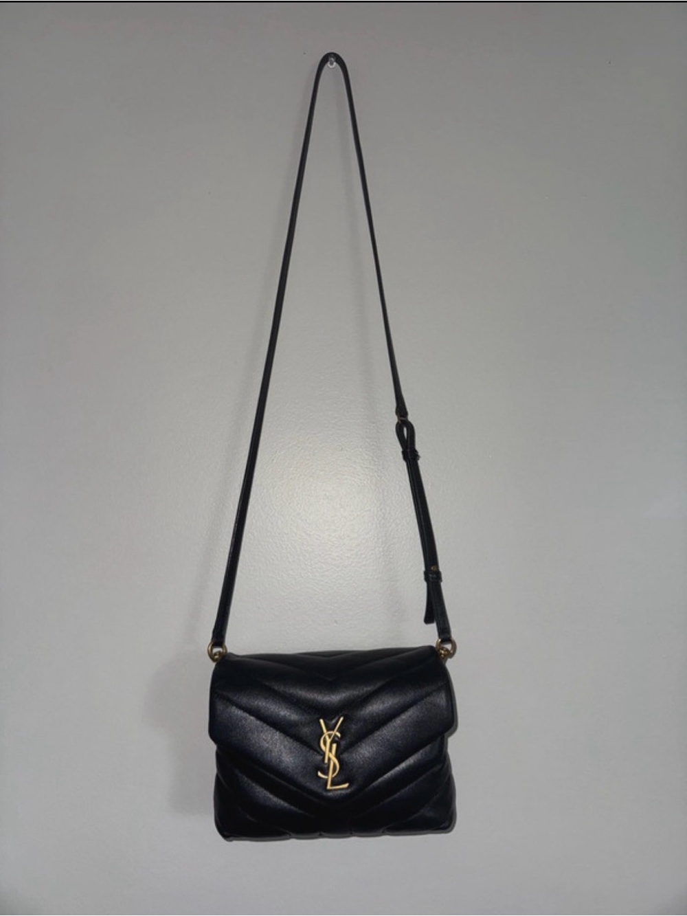 Saint Laurent Black Quilted Leather YSL Logo Crossbody